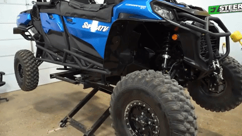 The SuperATV logo flashes and glitches in a stylized way over a slow pan over the fully installed fender flares.
