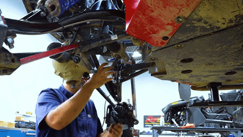 The sway bars drop down and Braden removes the rack and pinion with the tie rods still attached.