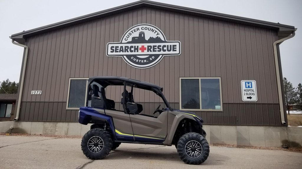 A Yamaha side-by-side parked in front of Custer County Search and Rescue's HQ in Rapid City, SD.