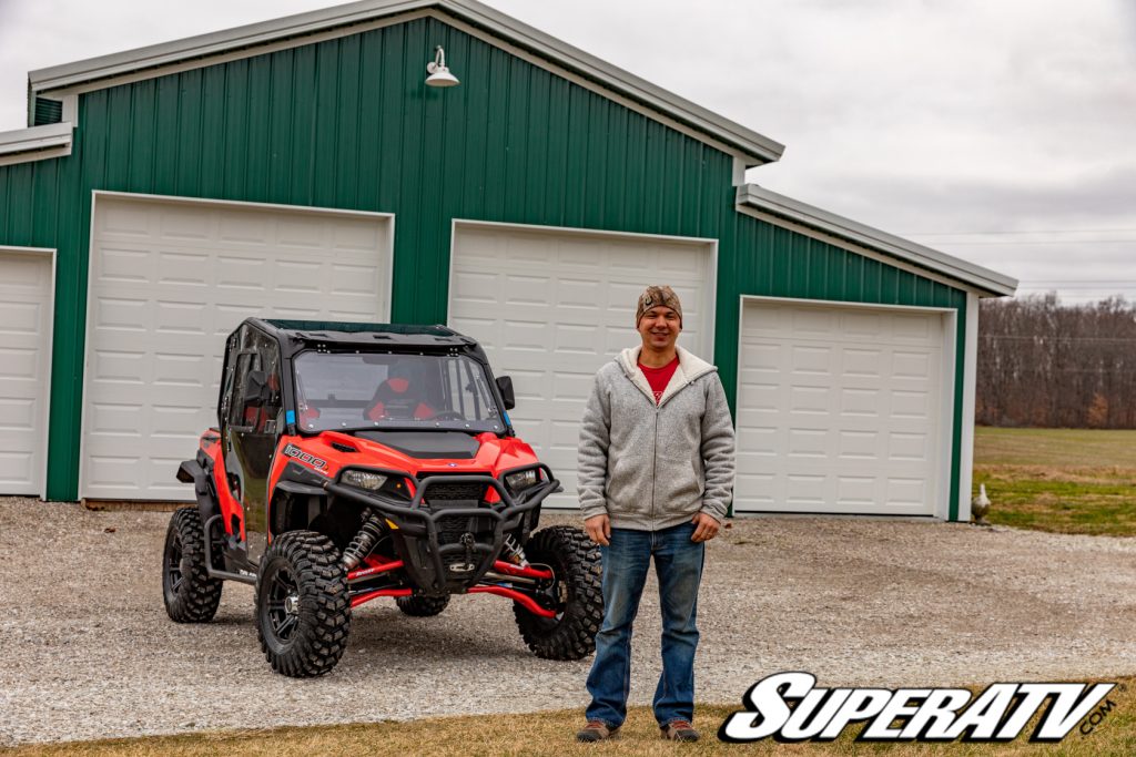 Polaris General with SuperATV Front Bumper and Full Cab Enclosure Installed