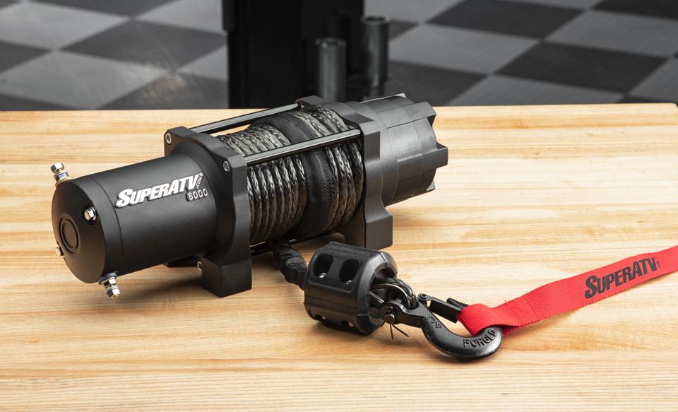A 6000 lb black ops winch