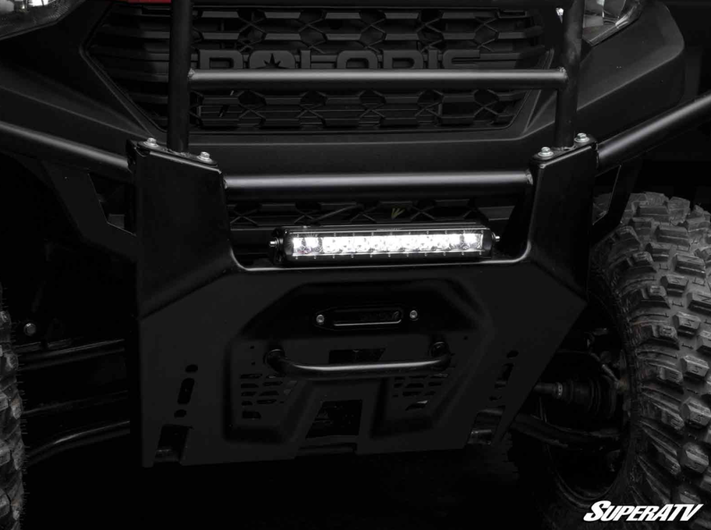 A light bar installed on a bumper.