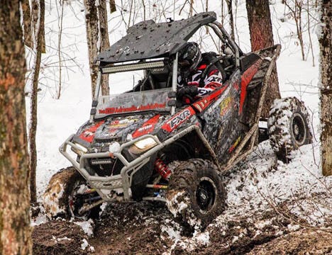 Polaris RZR XP 1000 trail riding in snow