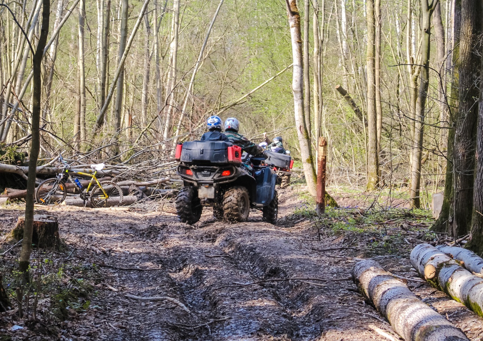 An ATV stocked up for camping trip