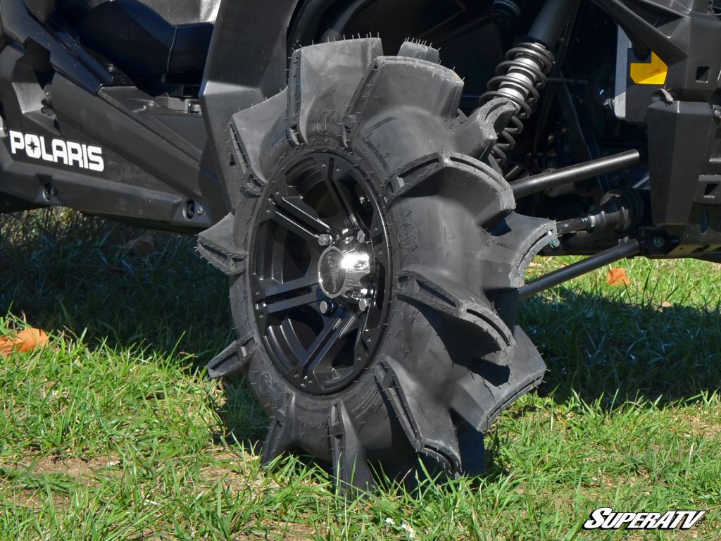 A big mud tire with giant lugs.