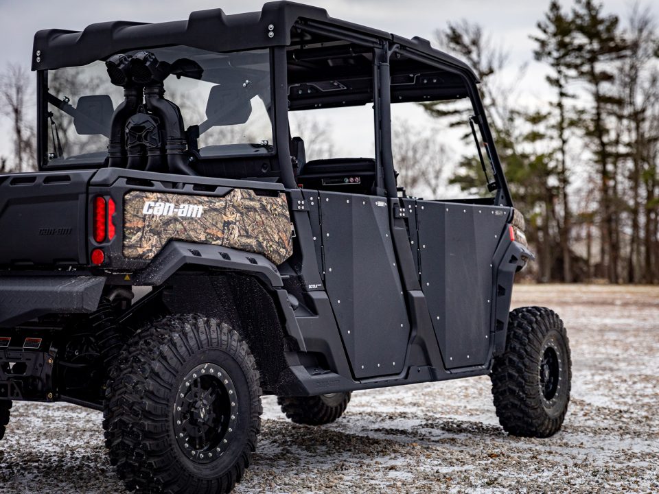 SuperATV Aluminum Doors installed on a Can-Am Defender MAX