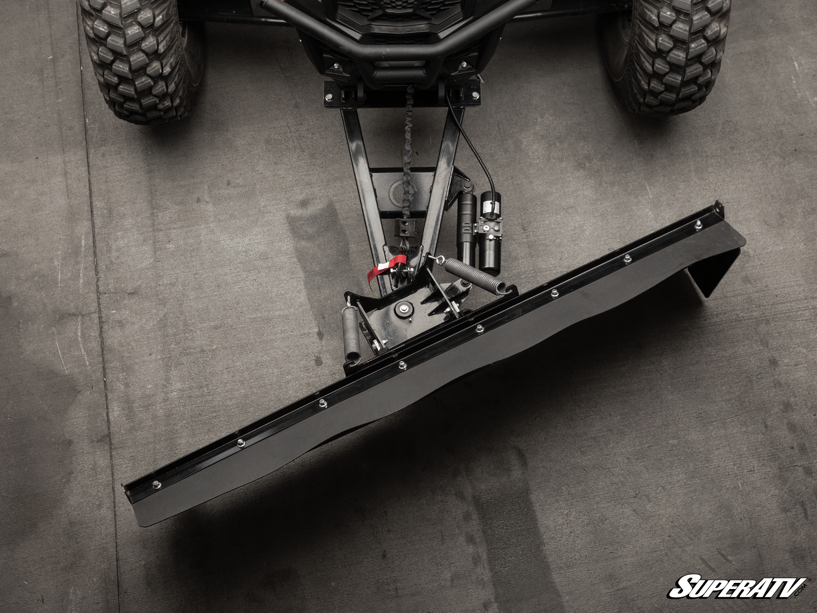An animation of a plow pivoting from right to left with our plow angle actuator kit.