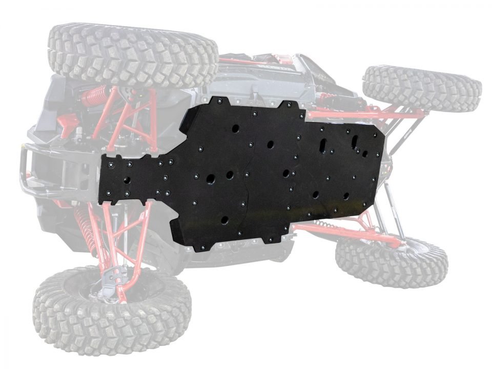 A skid plate on the bottom of a Honda Talon
