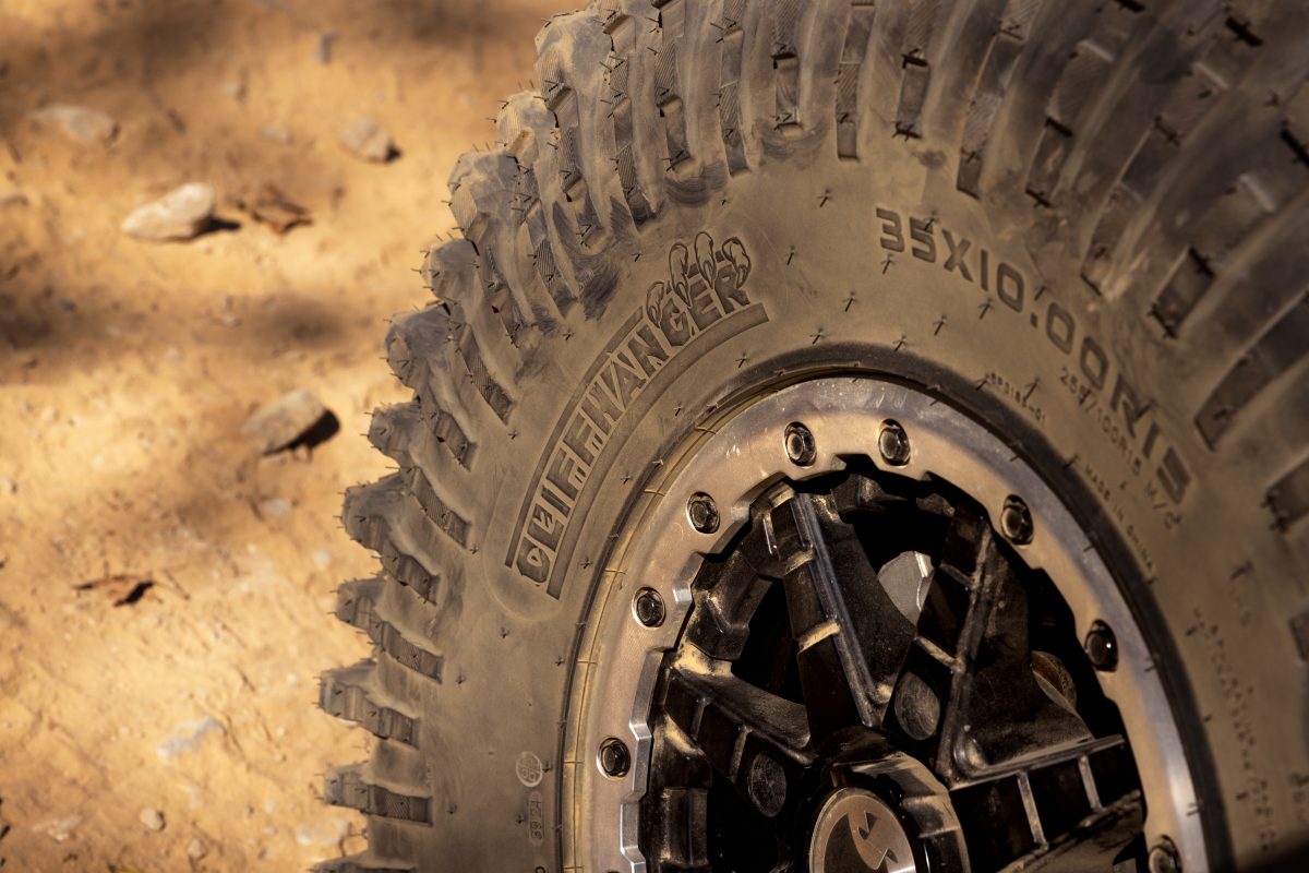 Close up shot of beadlock SuperATV beadlock wheels.