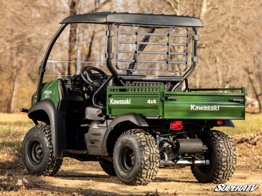 A Kawasaki mule with the back side facing the viewer.