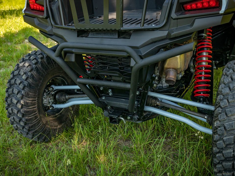 A rear bumper installed on a Kawasaki Teryx KRX 1000