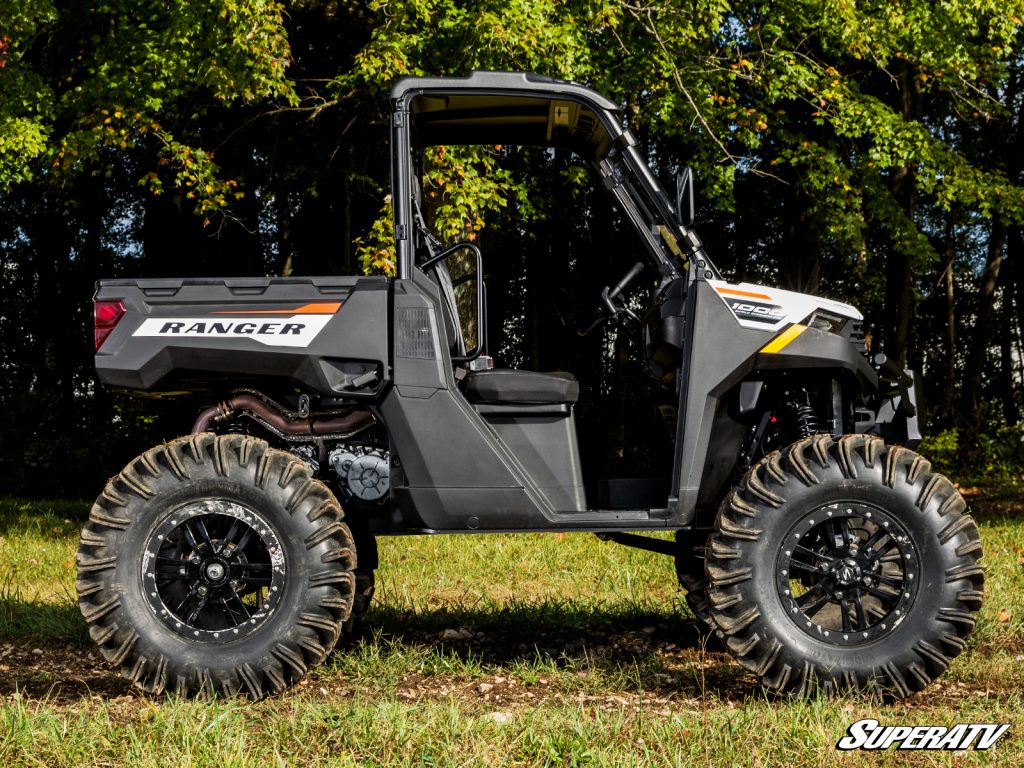 A lifted Ranger viewed from the side.