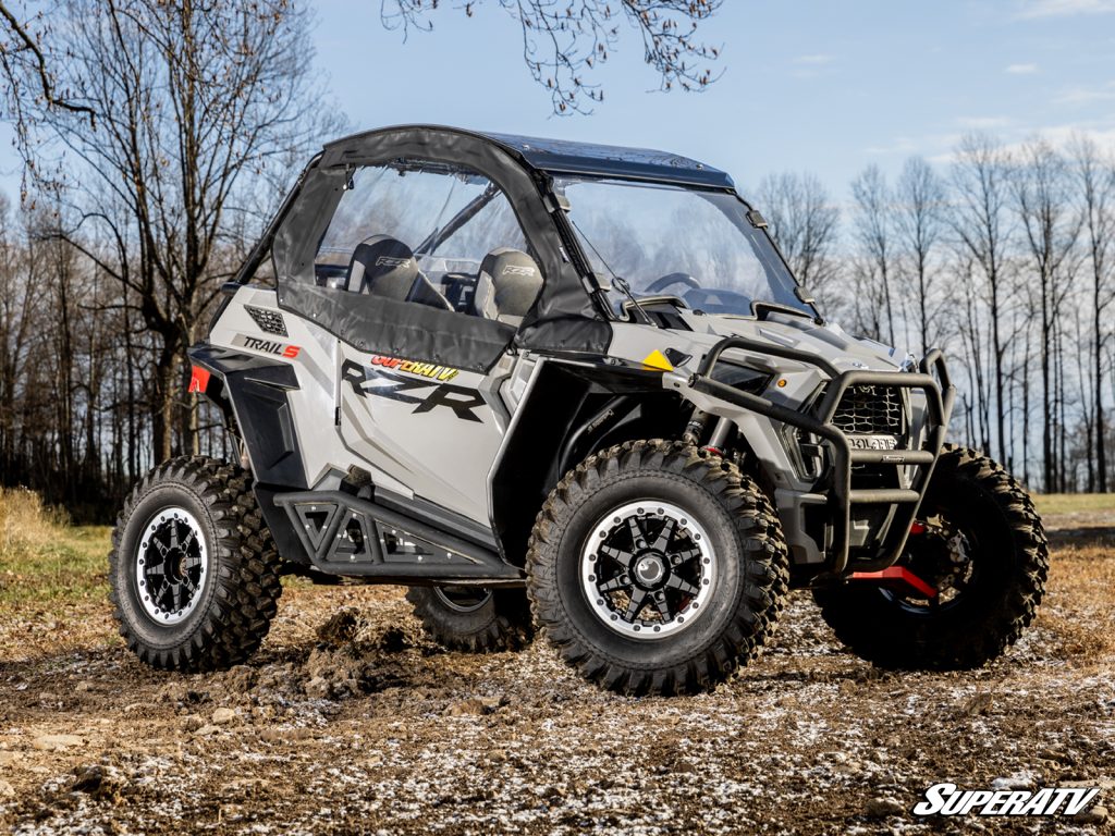 A Polaris RZR soft cab enclosure.