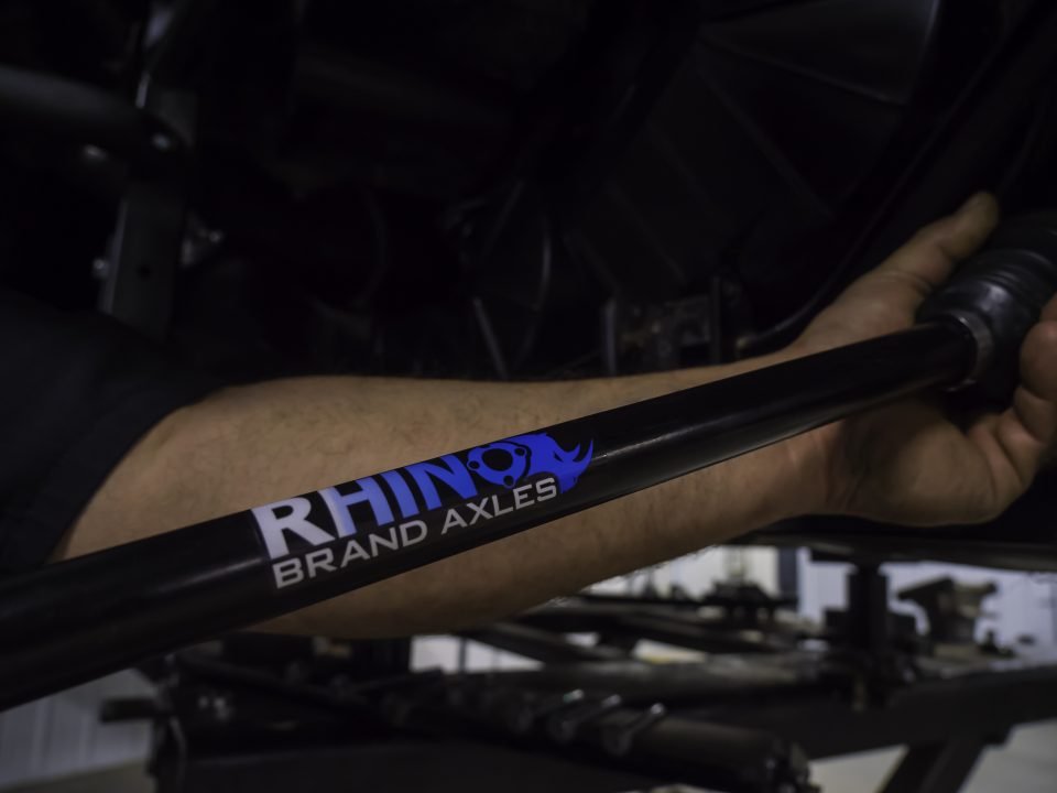 Close up image of an axle installation.