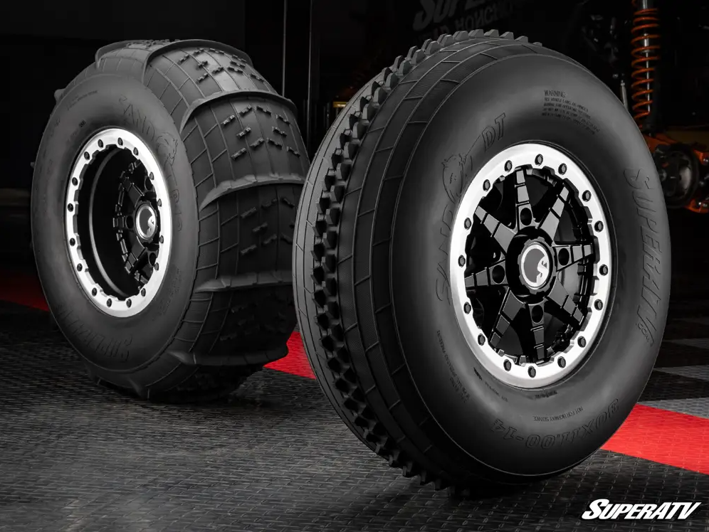 Frotn and rear SandCat Tires on SuperATV wheels.