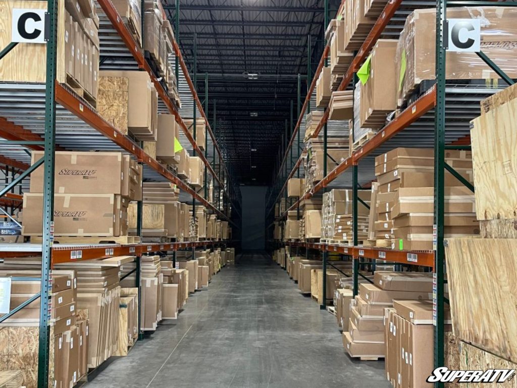 The SuperATV warehouse filled with parts ready to ship all over the country.