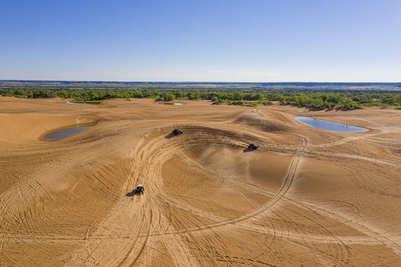 aerial view of sand dunes