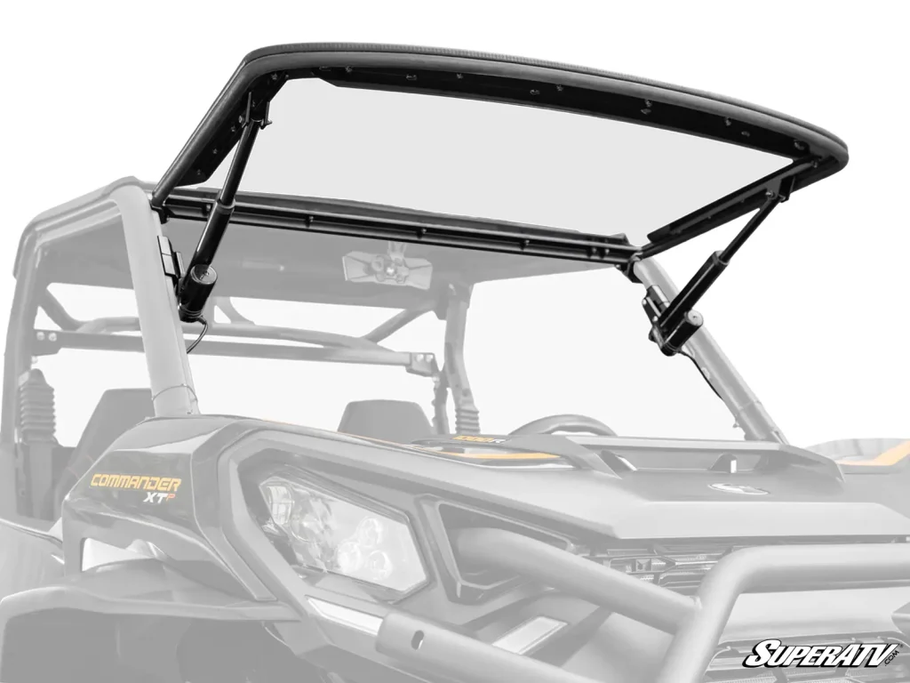 Product image of a Can-Am Commander front flip windshield.