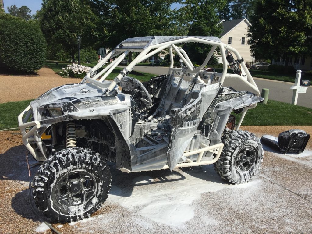 Machine covered in foam wash