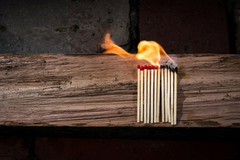 Matches on a split log
