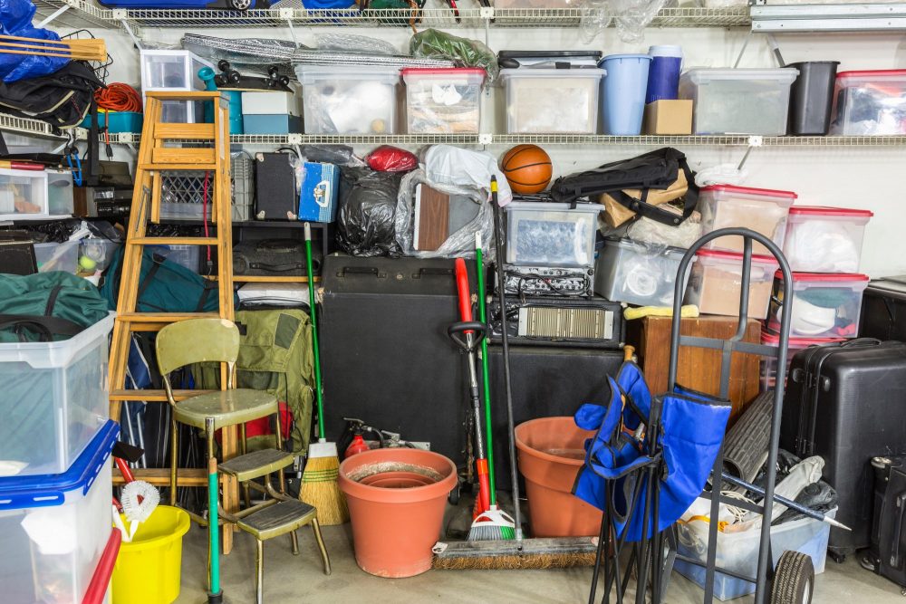 cluttered garage