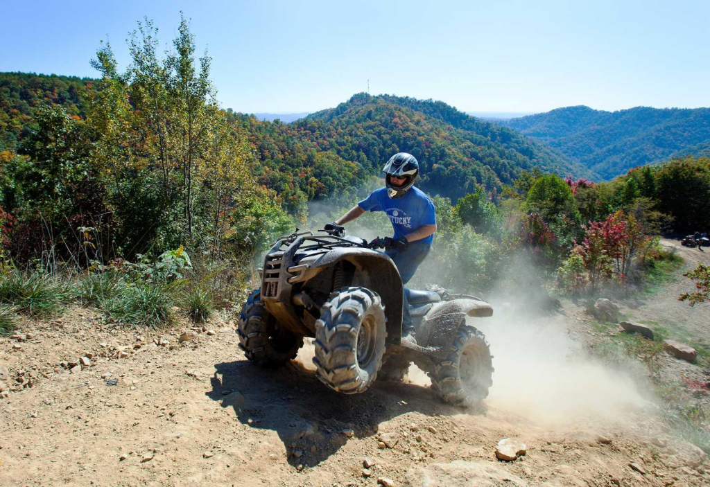 An ATV and rider in Hatfield-McCoy Trails