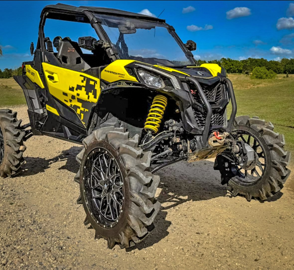 A Can-Am Maverick Sport decked out in SuperATV parts and accessories.