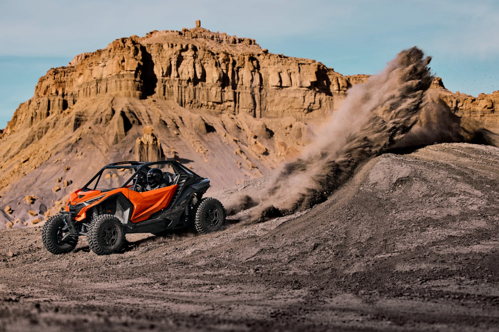 A CFMOTO Z10 riding in the desert