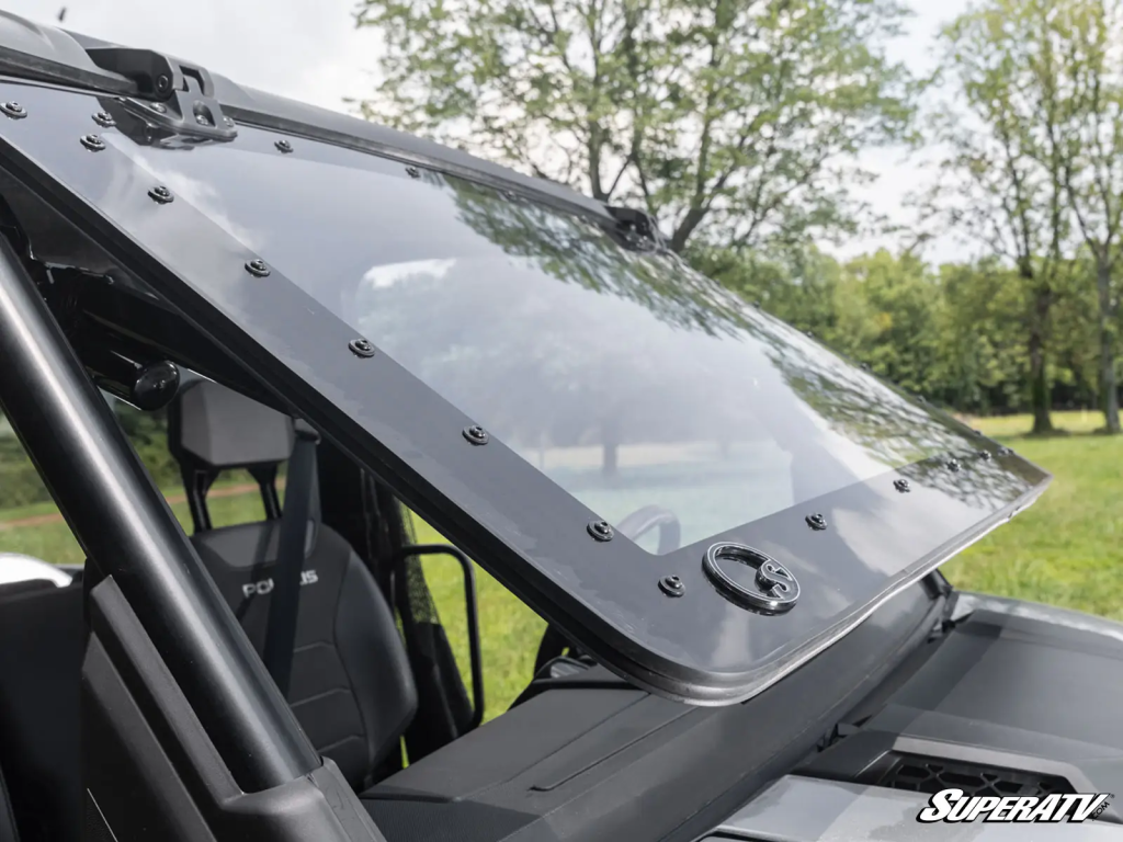 A SuperATV MaxDrive Power Flip Windshield