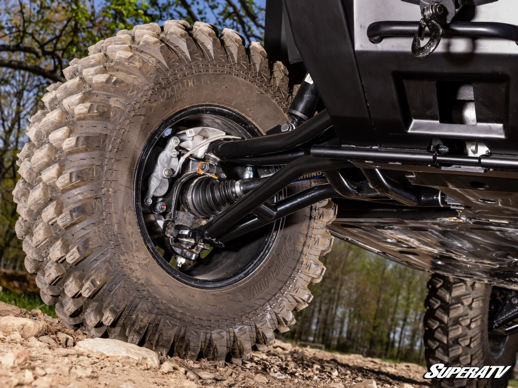 A close up of the Atlas Pro forward offset A-arms on the Ranger XD 1500