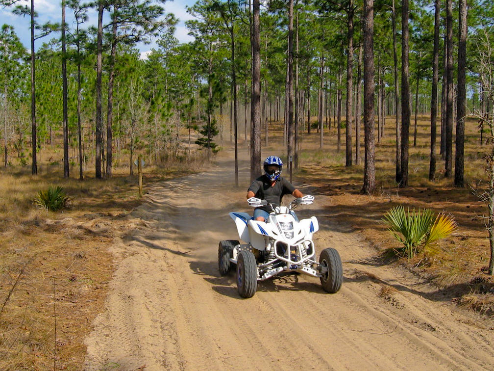 An ATV on a dusty trail in Ocala National Forest