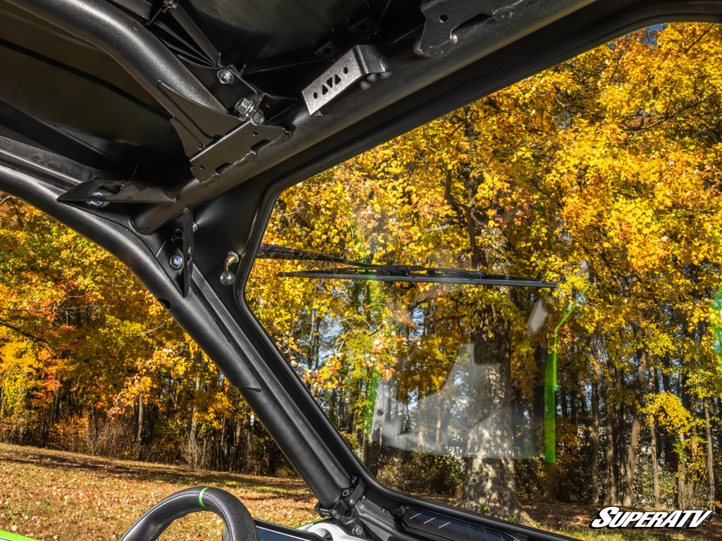 The view of the inside of the glass windshield