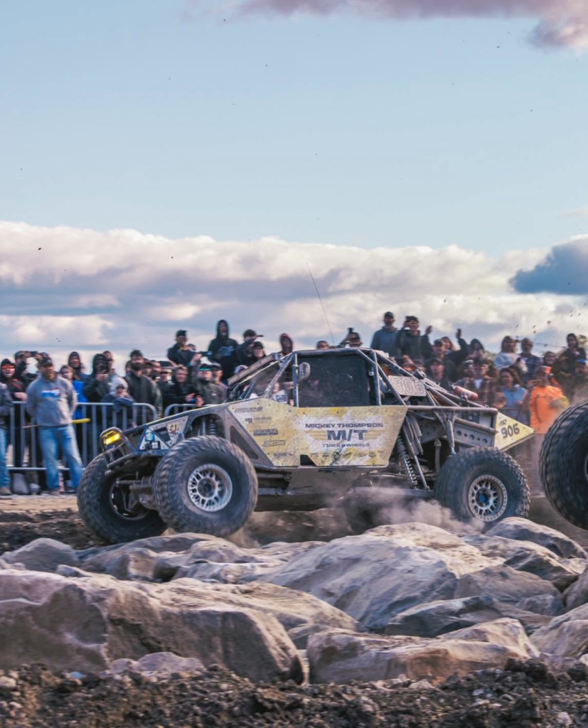 A vehicle competing in an Ultra4 race at The Thunderdome in leatherwood offroad park