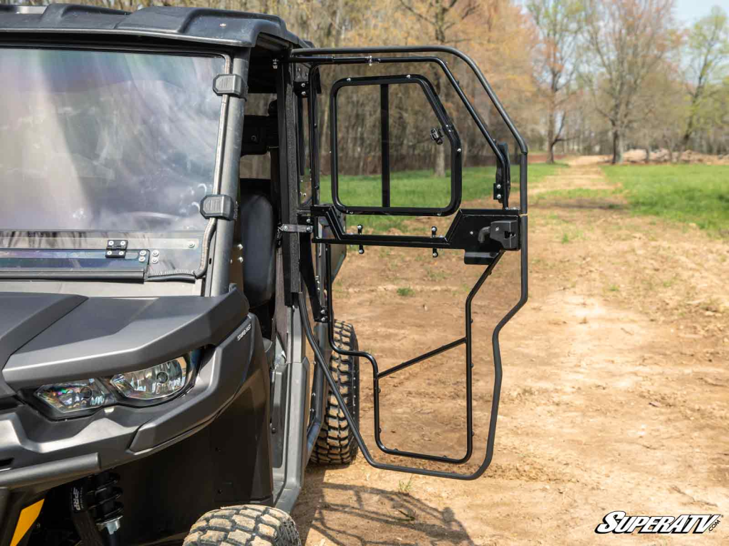 Cab enclosure doors on a Can-Am Defender.