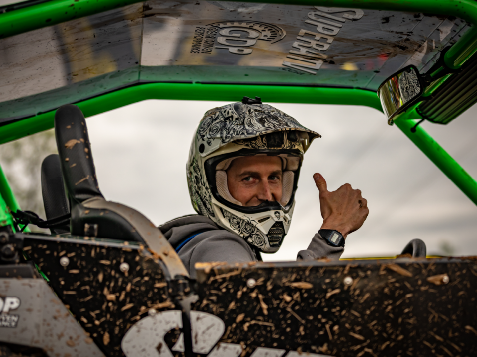 Tyler giving the thumbs up. His ride is dirty, but his clutch is clean.