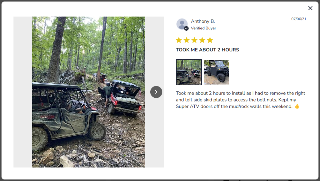 A screenshot of a review of Ranger nerf bars.
