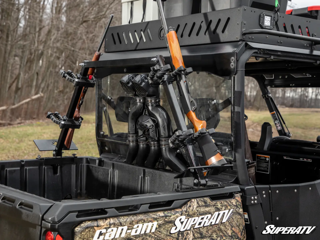 A Bed-mounted gun rack on a Can-Am Defender.