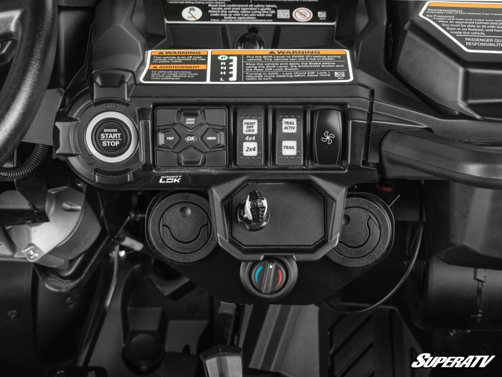 A Can-Am Maverick X3 with an in-dash heater.