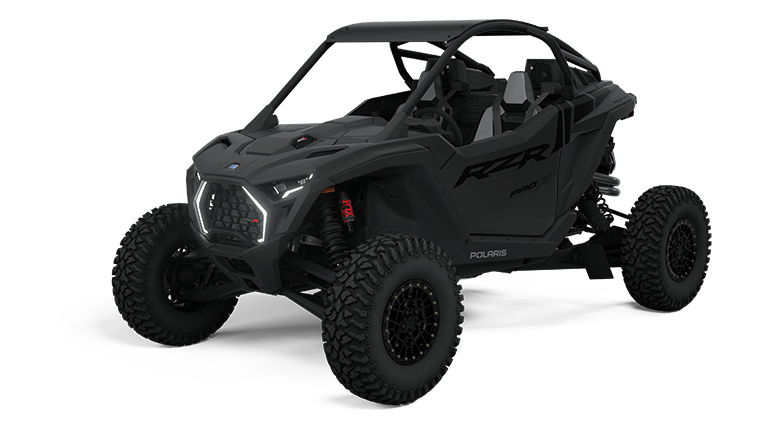 A solo shot of an all-black Polaris RZR Pro R.