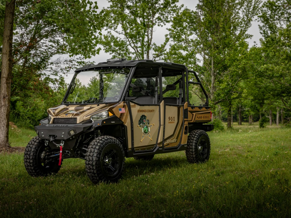 A Polaris Ranger Outfitted for police use.