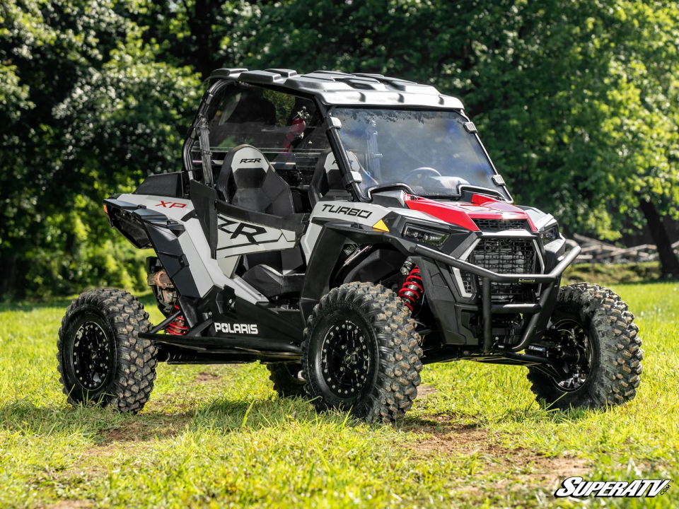 A Polaris RZR XP Turbo with SuperATV accessories installed.