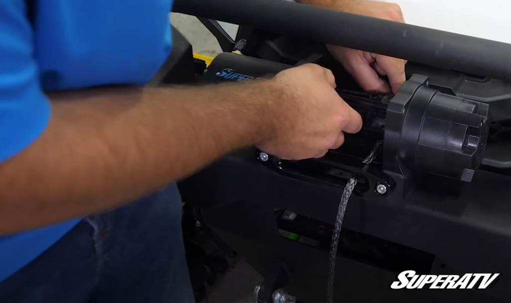 A rider spooling in their winch rope.