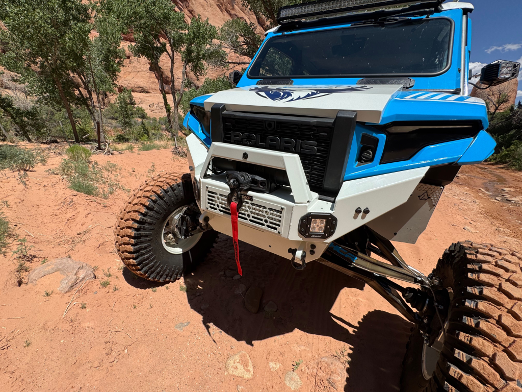 A UTV with a Black Ops Winch installed.