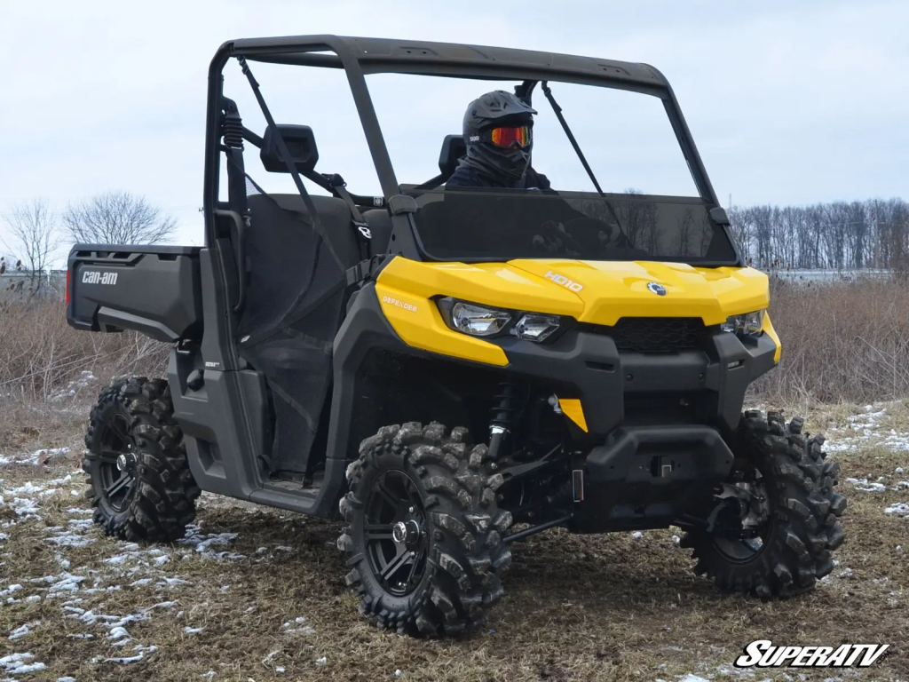SuperATV Half Windshield installed on a Can-Am Defender