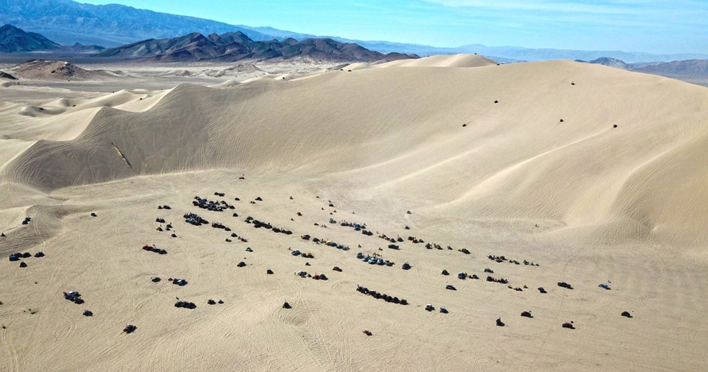 A gathering of UTVs at dumont dunes