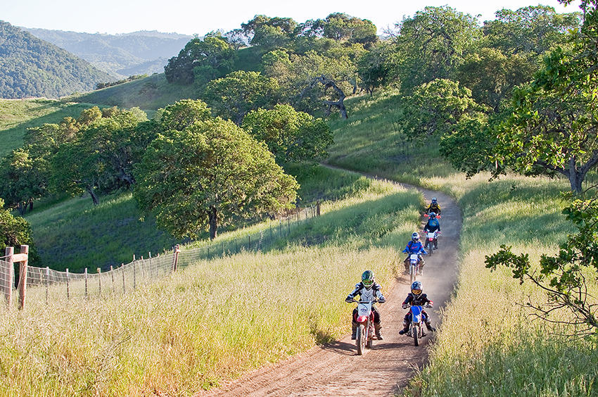 Dirt bikes on a trail in Hollister Hills