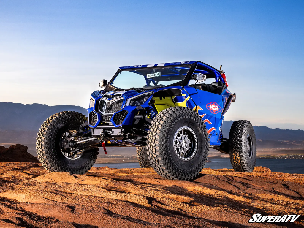 A UTV sitting in the desert.