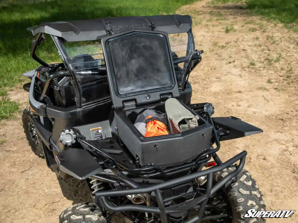 A CFMOTO with a SuperATV cargo box installed.