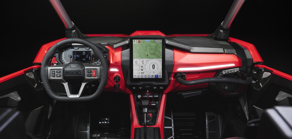 The dash and ride command touchscreen on a polaris rzr pro R