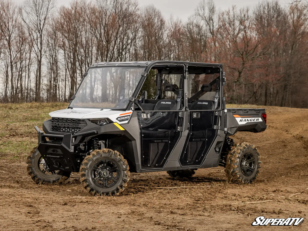 A polaris Ranger XP 1000 crew with superatv doors and a windshield